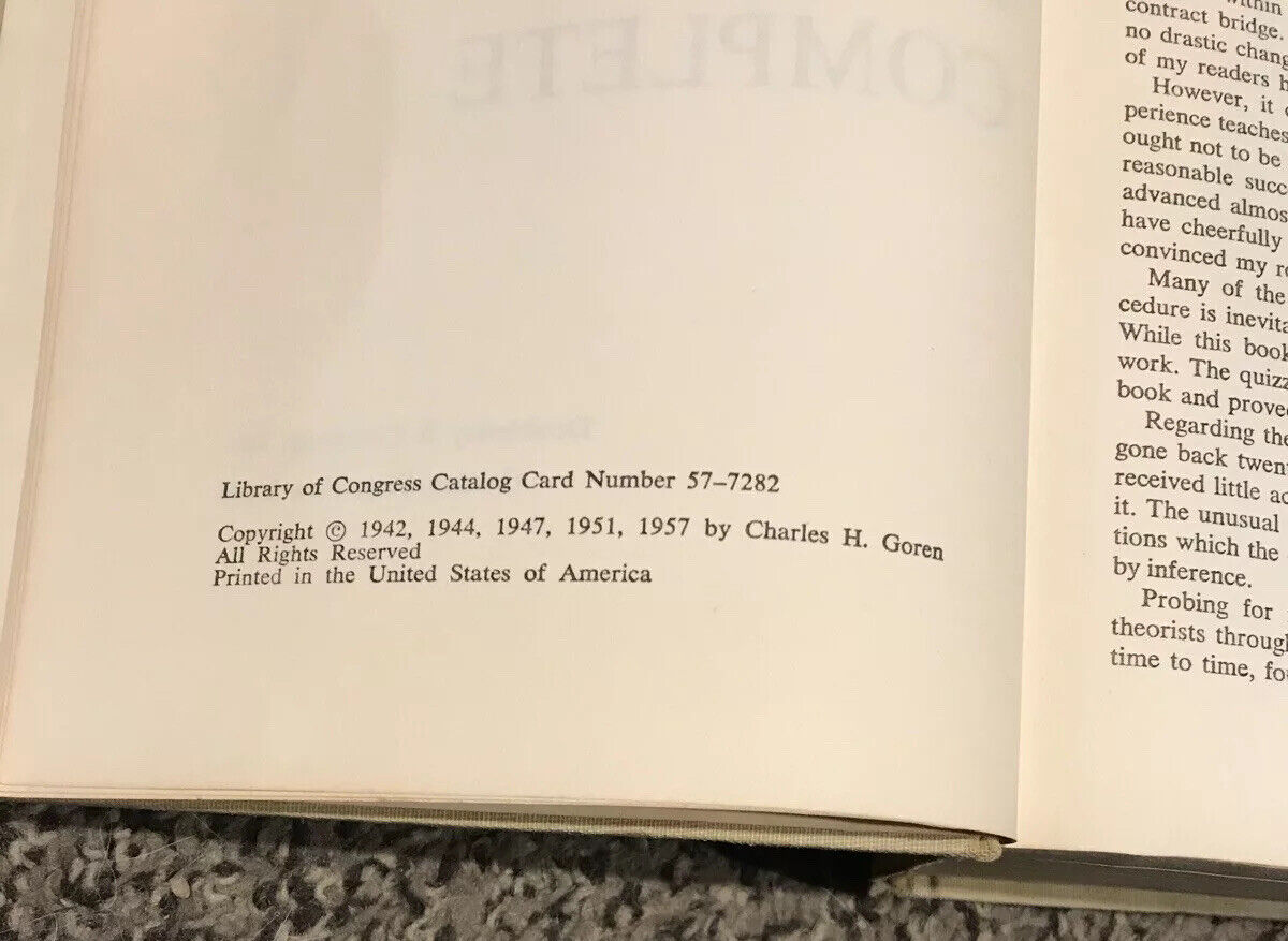 Vintage Goren's New Contract Bridge Complete by Charles H. Goren