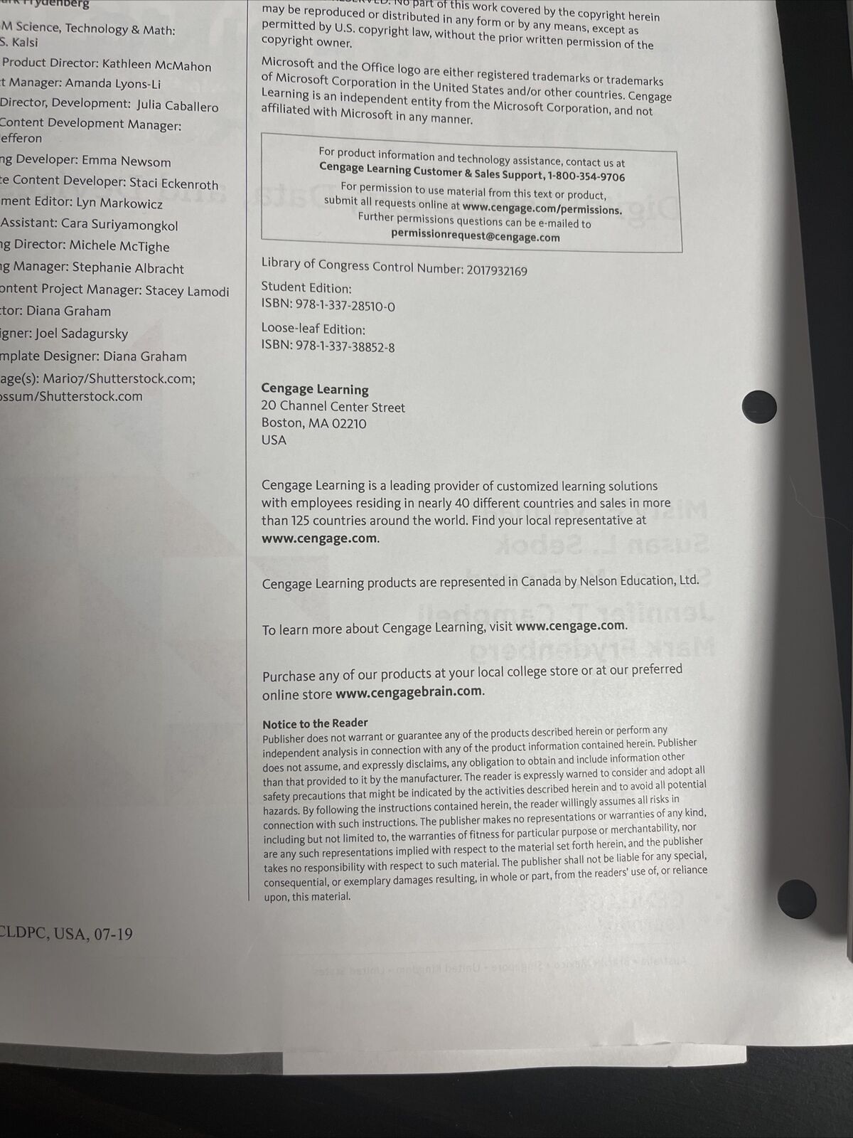 Discovering Computers Digital Technology by Vermaat and Campbell Loose Leaf