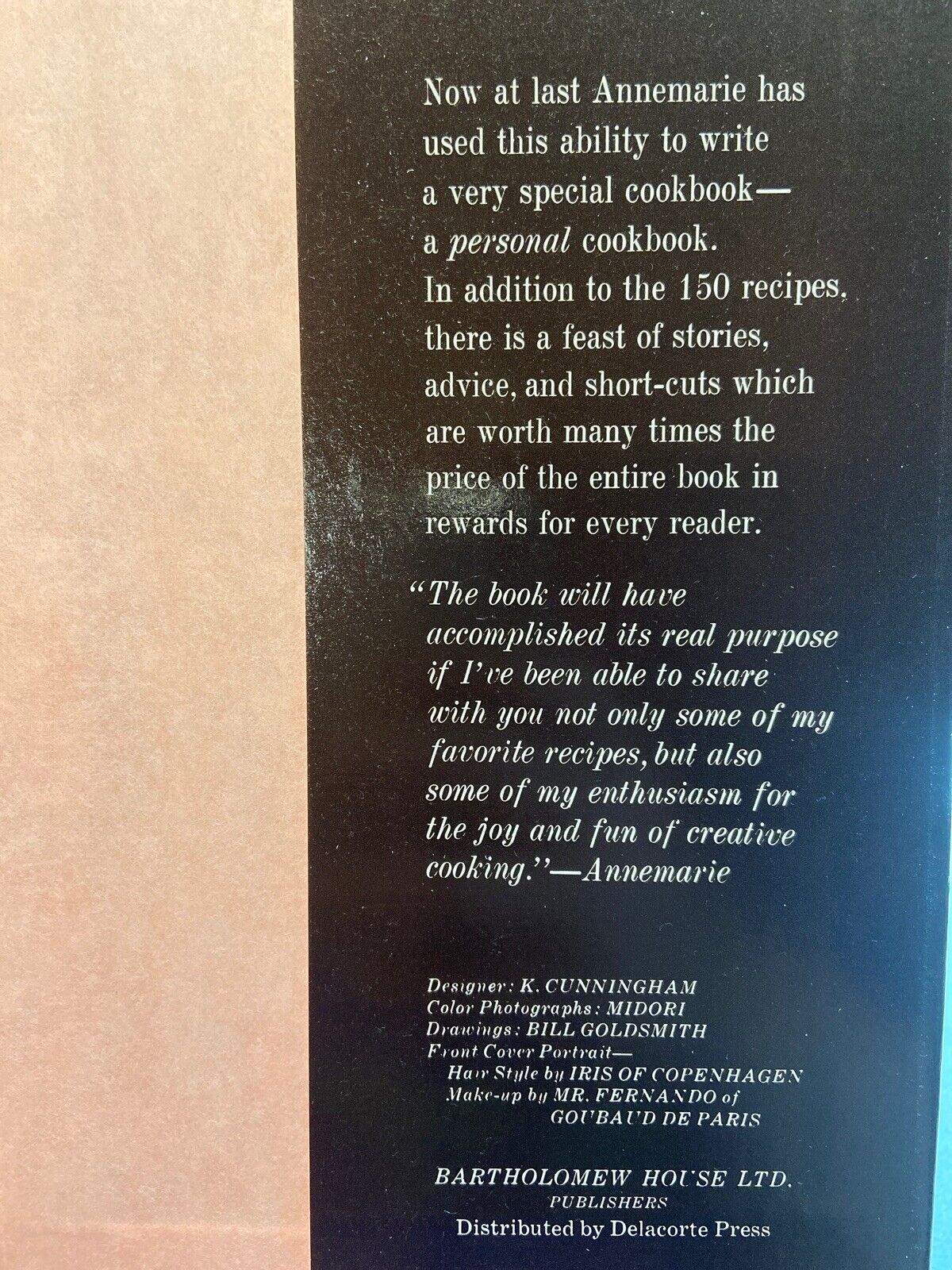 ANNEMARIE’S PERSONAL COOK BOOK Former Chef Of J Kennedy TRUE 1st Edition 1968